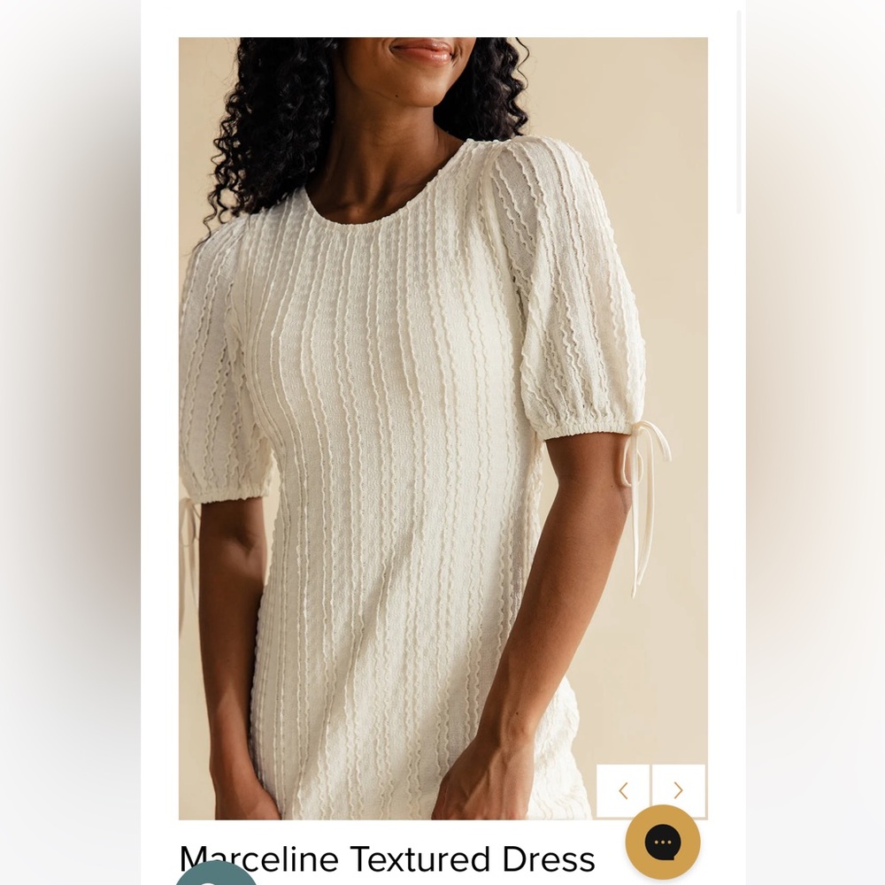 Roolee Cream Textured Midi Dress